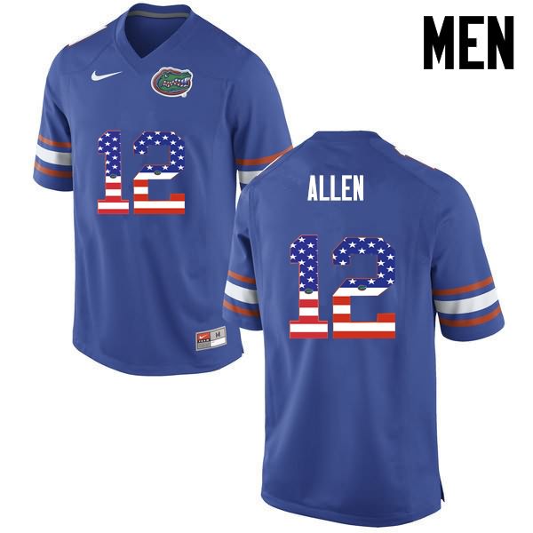 NCAA Florida Gators Jake Allen Men's #12 USA Flag Fashion Nike Blue Stitched Authentic College Football Jersey ZJO8564WY